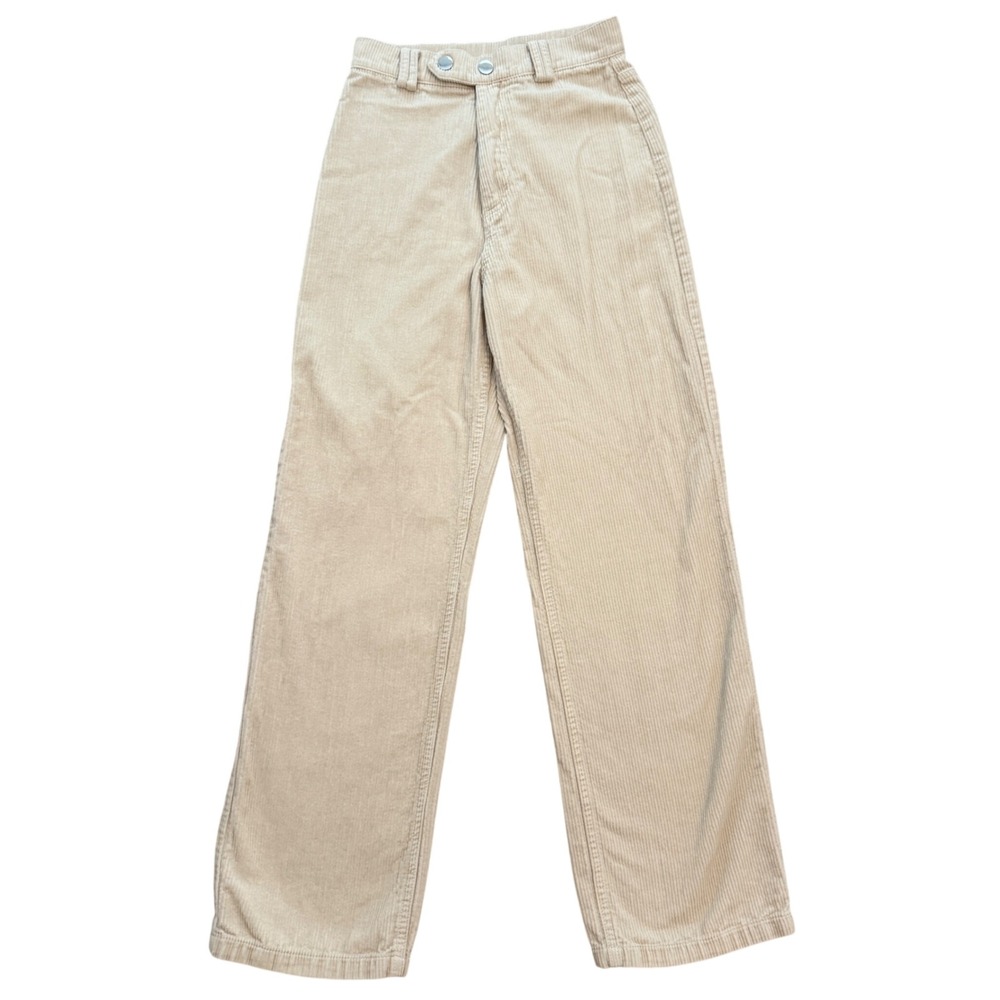Princess Polly Corduroy Pants Womens 2 Cream Wide Leg High Waist Cotton